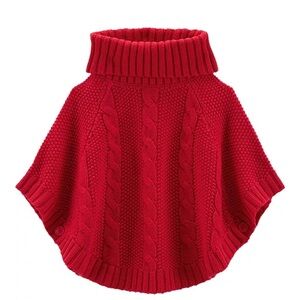 Carter’s‎ Toddler Girls Cable Knit Vibrant Red Poncho, Size  2T